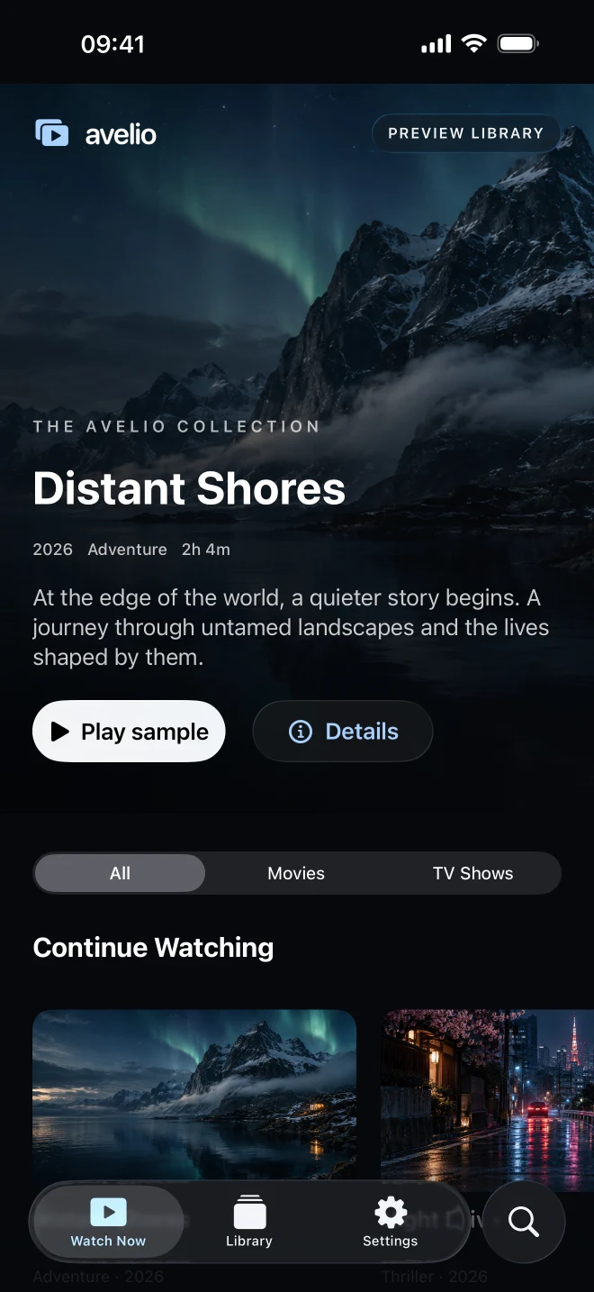 The same Avelio demo collection in the native iPhone app